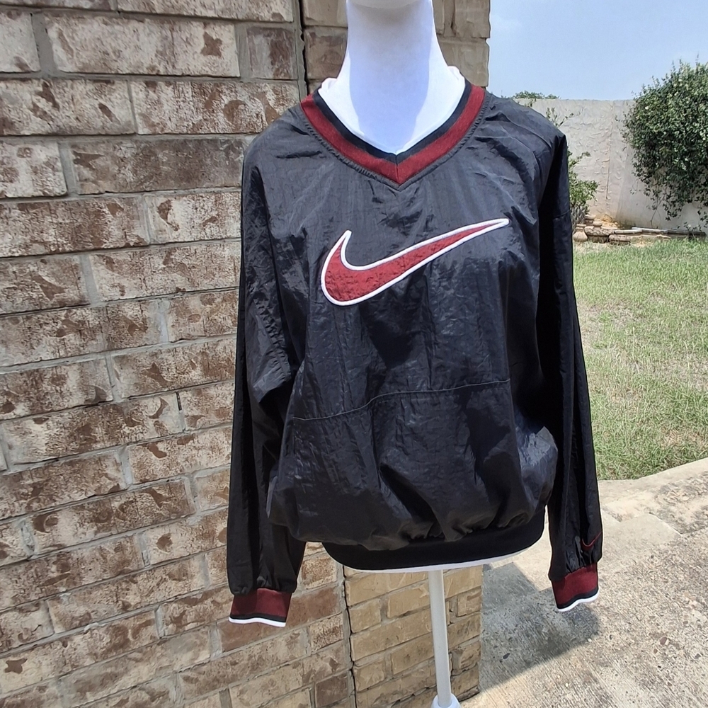 Vintage Nike Black Nylon Long Sleeve Pullover Windbreaker Top   Unisex Size XL - Picture 4 of 16